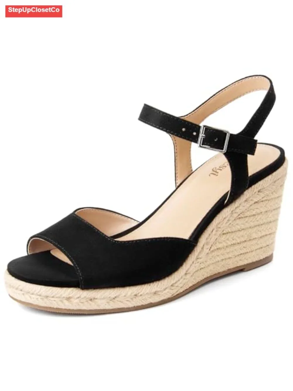 Wedge Platform Sandals Braided Espadrilles Ankle Strap Open Toe Buckle Sandals